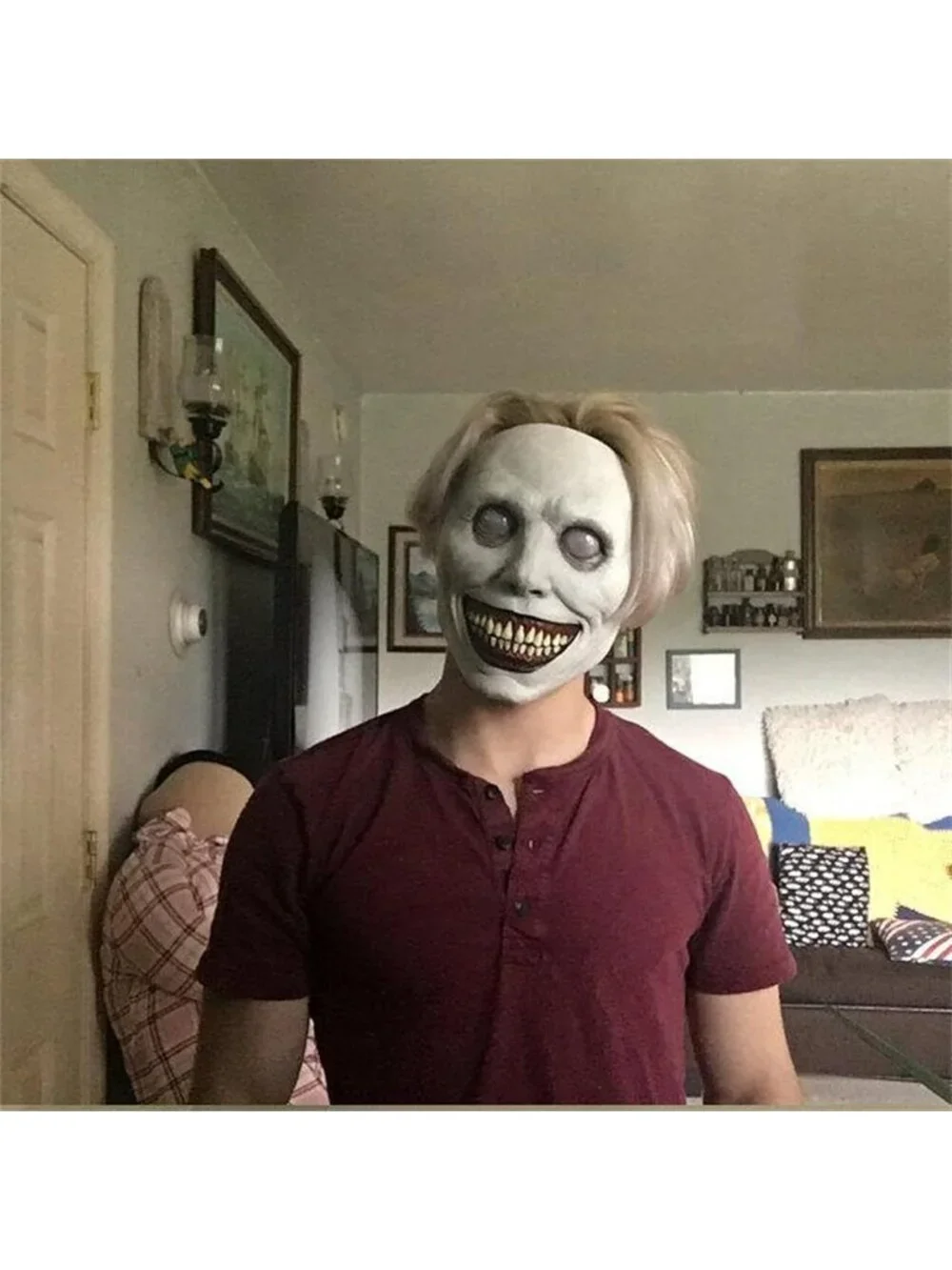 Halloween Natural Latex Smiling Demons Horror Scariest Creepy White Masks